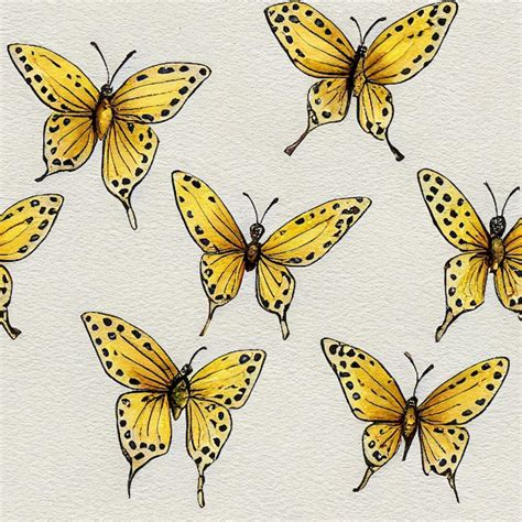 Premium Ai Image Yellow Butterflies Painted On A White Surface With