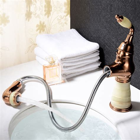 Brown Bathroom Faucets Single Handle Vanity Unique Vintage Rose Gold