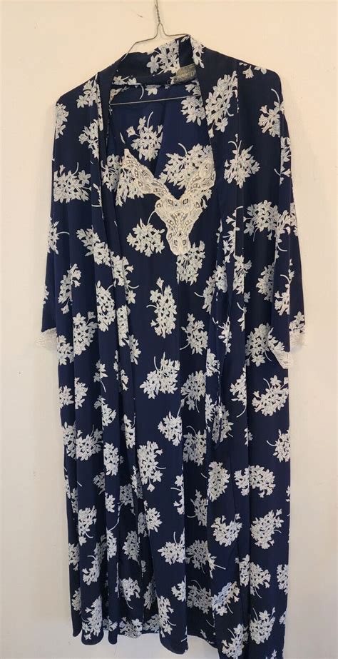 Vtg Christian Dior Lingerie Nightgown Robe Floral S Gem