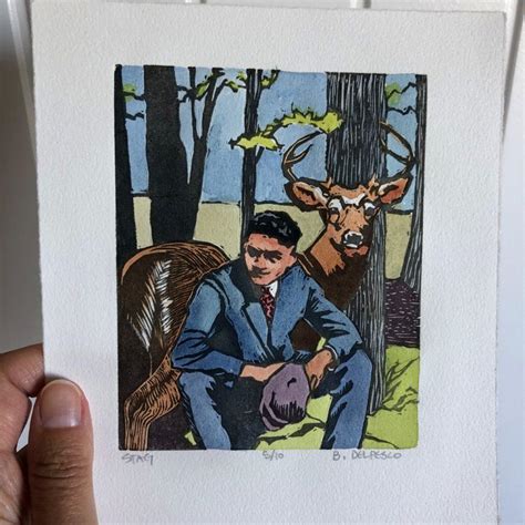 Figurative Linocut Print Nude Genre Scene Belinda Del Pesco