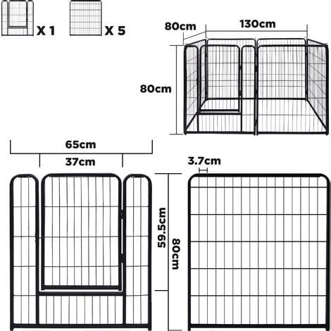 Froadp 6 Pièces Parc à Chiots Clôture pour Chiens avec Porte 65x80cm