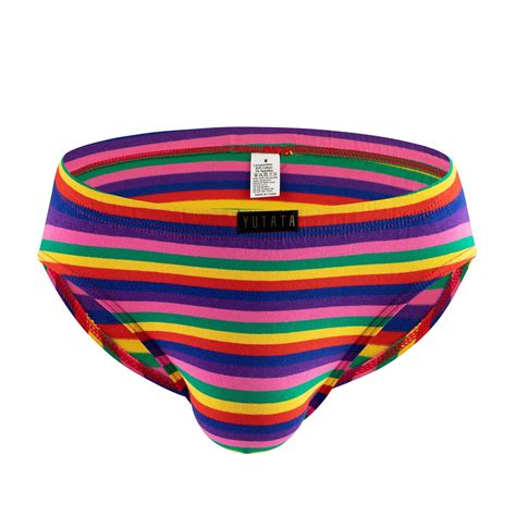 Lovskoo Woemn And Mens Bikini Underwear Cheeky Low Rise Color Stripe Trendy Breathable