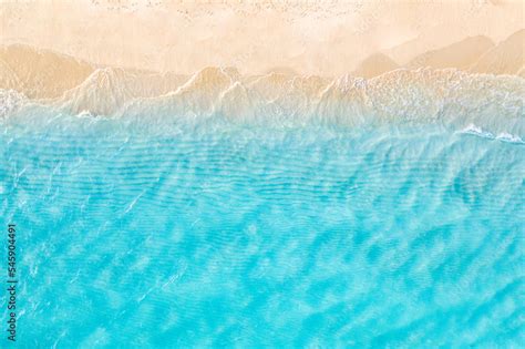 Summer Seascape Beautiful Waves Blue Sea Water In Sunny Day Top View