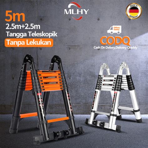 Promo Tangga Lipat Aluminium Teleskopik 5M Double Telescopic Ladder 5