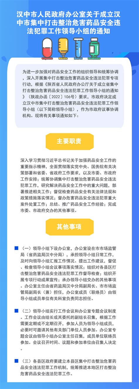 图解：汉中市人民政府办公室关于成立汉中市集中打击整治危害药品安全违法犯罪工作领导小组的通知 图文解读 汉中市人民政府