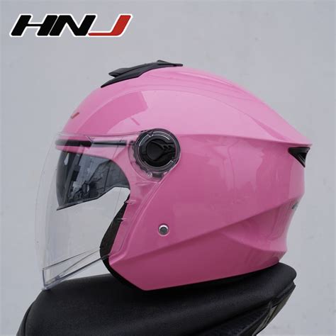 Hnj Open Half Face Helmet Motorcycle Dual Visor For Men And Women