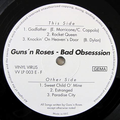 Bad Obsession Guns N Roses Bootleg Vinyl Guide