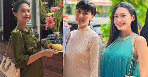 Hot mom Doãn Hải My khoác túi hàng hiệu đi lễ phủ Tây Hồ nhan sắc mười phân vẹn mười với