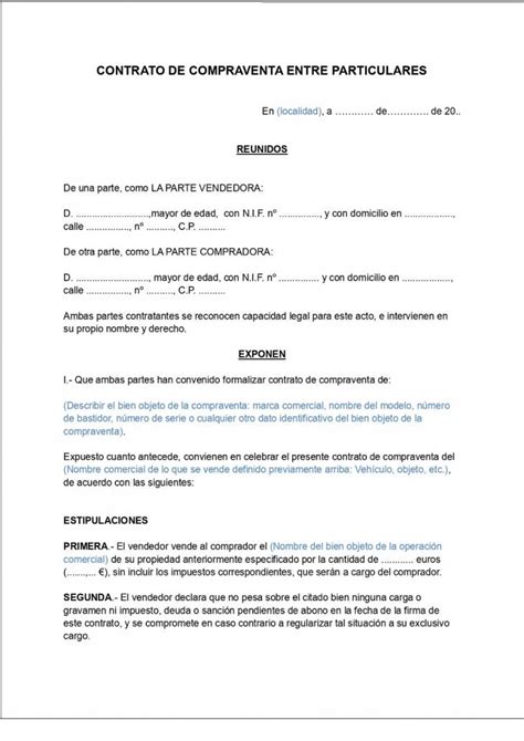 Modelo Contrato Compraventa Clasificacion De Actividades Economicas