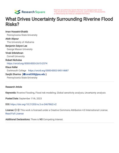 (PDF) What Drives Uncertainty Surrounding Riverine Flood Risks?