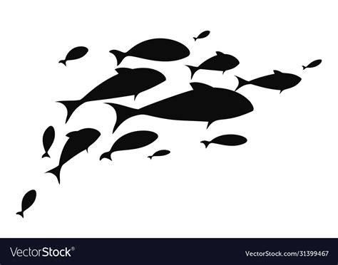 Black flock fish school fish logo template Vector Image