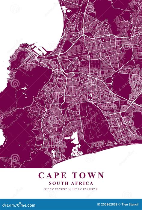 Cape Town - South Africa Plum Plane Map Stock Illustration ...