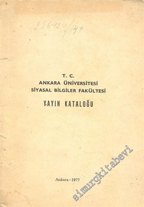 Ankara Üniversitesi Siyasal Bilgiler Fakültesi Yayın Kataloğu