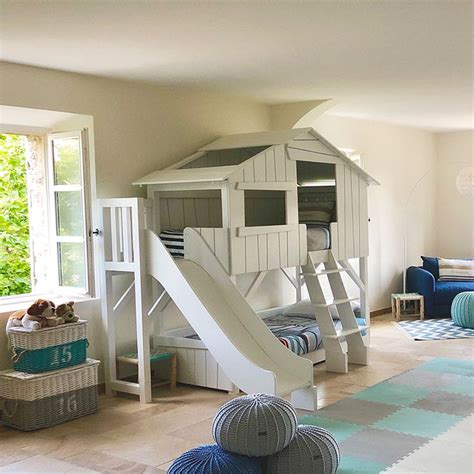 Mathy By Bols Treehouse Cabin Bunk Bed With Platform Slide Cool