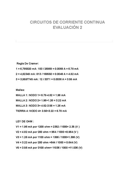 EVA 2 Terminada 2 Eva 2 CIRCUITOS DE CORRIENTE CONTINUA EVALUACIÓN