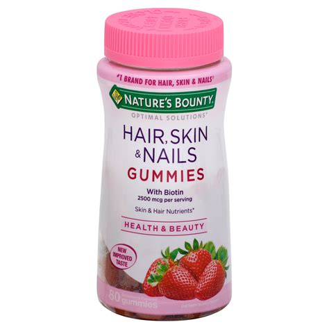 Natures Bounty Optimal Solutions Hair Skin And Nails Strawberry Gummies