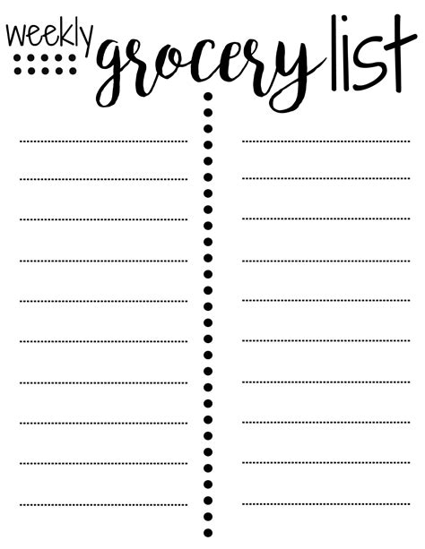 Grocery Lists Templates Printable Word Searches