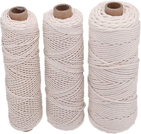 Cordon en coton tressé doux beige torsadé de 1 2 3 mm de diamètre pour