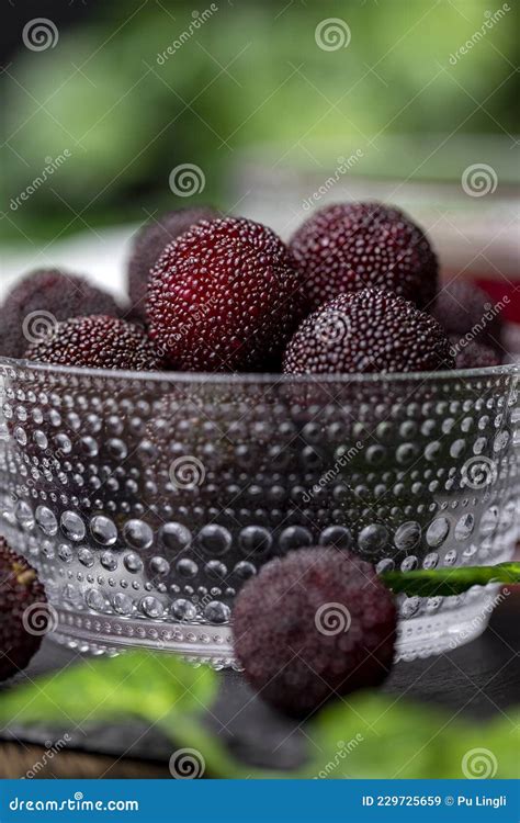 Fresh Red Bayberry And Red Bayberry Juice Stock Image Image Of Close