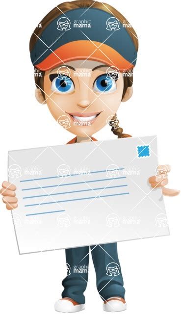 Female Delivery Service Worker Cartoon Vector Character Letter