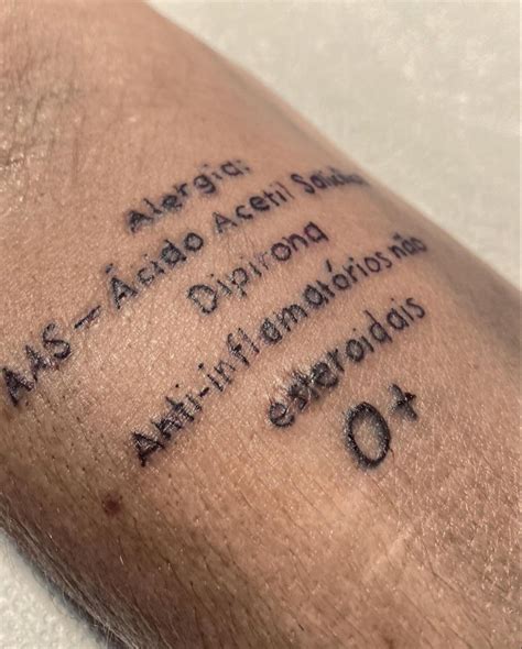 Tattoo De Alergias Tipo Sanguineo Antiinflamat Rio Tatuagens Aleat Rias