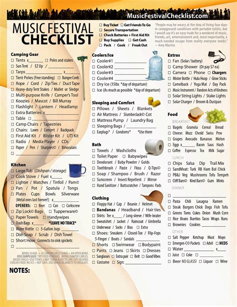 Music Festival Checklist