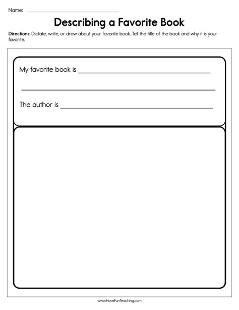 Describing A Favorite Book Worksheet Have Fun Teaching