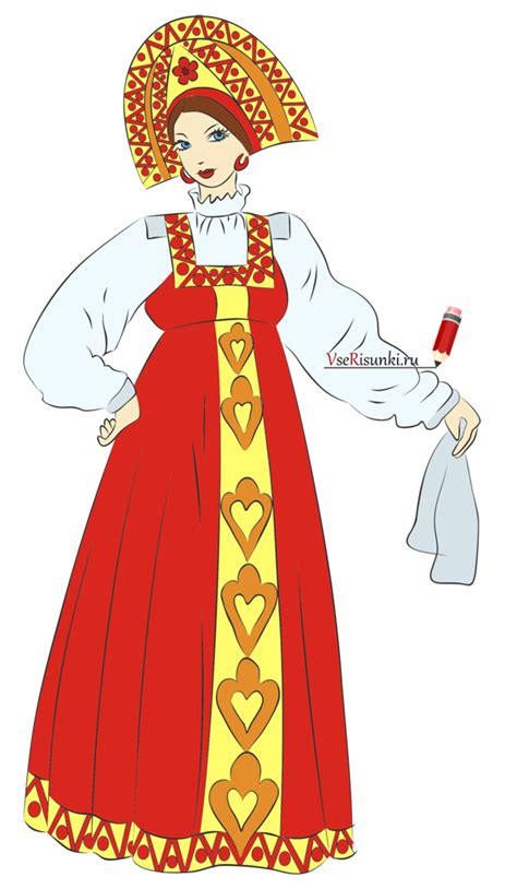 Русский народный сарафан рисунки карандашом
