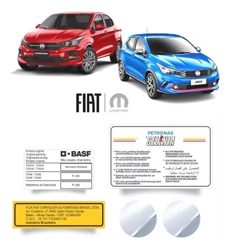 Etiquetas Selo Adesivos Capô Painel Frontal Fiat Argo Cronos