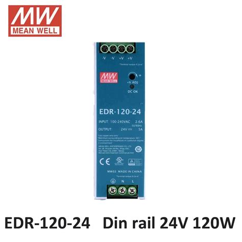 Mean Well EDR 120 24 AC/DC Mini size 120W 24V 5A Industrial DIN Rail ...