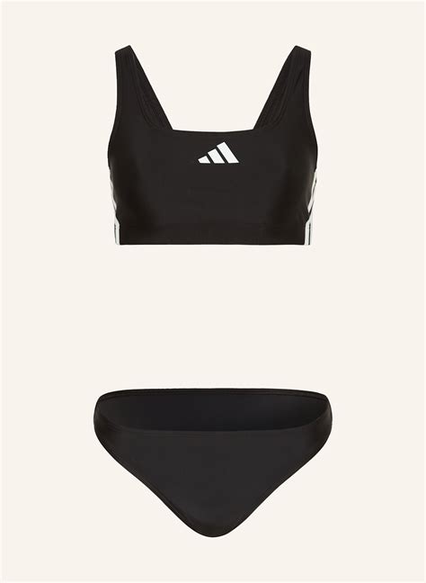 Adidas Bustier Bikini STREIFEN In Schwarz Weiss