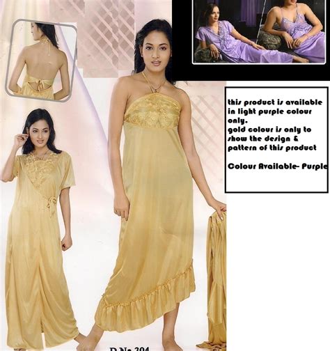 Online Hot Night Wear Set 2pc Nighty Over Coat Purple Color Hil Sleep Robe Sexy 304 Prices