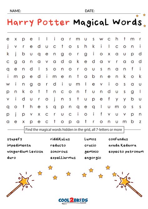 Harry Potter Word Searches Printable