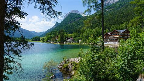 Austria Hintersee Ramsau Nature Mountains Lake 1920x1080 Lake