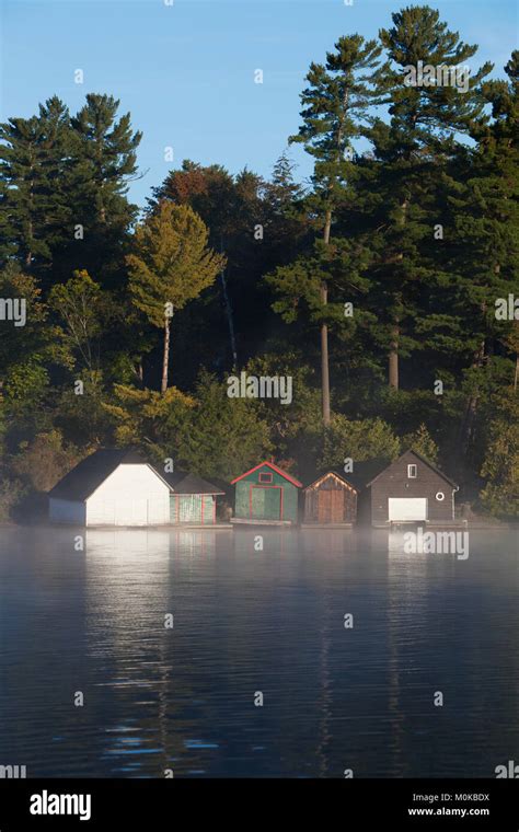 Cottage Boathouses On Lake Rosseau In Ontarios Muskoka Region Rosseau