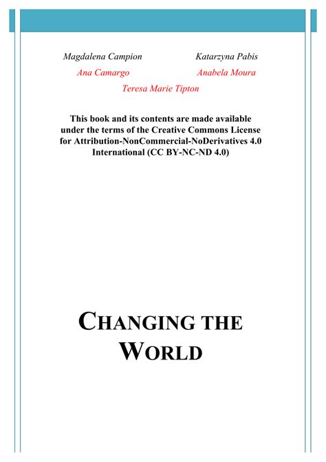 (PDF) Changing the World: Social, Cultural, and Political Pedagogies in