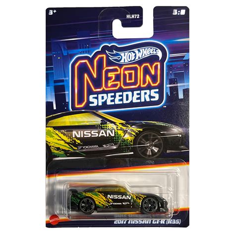Метална кола Hot Wheels Neon Speeders 2017 Nissan GTR R35 1 64 Черен eMAG bg