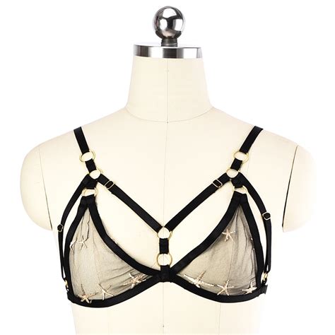 Transparent Women Body Harness Sexy Lingerie Cupless Cage Brassiere