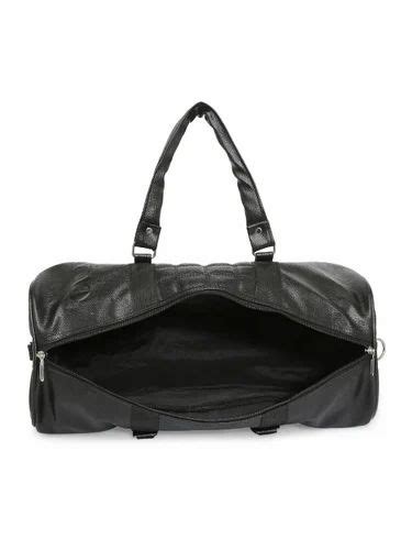 Crayton Medium Textured Vegan Leather Gym Duffel Bag In Black At Rs 799