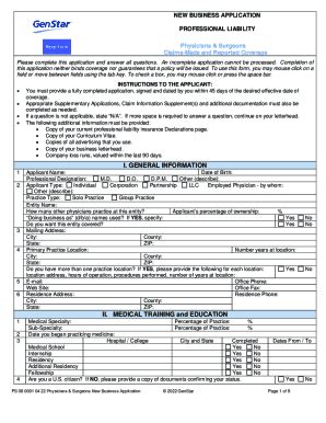 Fillable Online Physicians Surgeons Application Short Form Fax