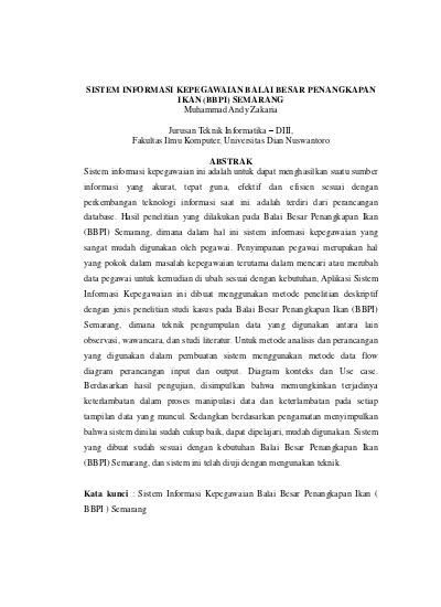 Sistem Informasi Kepegawaian Balai Besar Penangkapan Ikan Bbpi Semarang