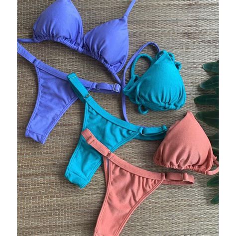 Biquini Cortininha Fio Dental Bikini Shopee Brasil