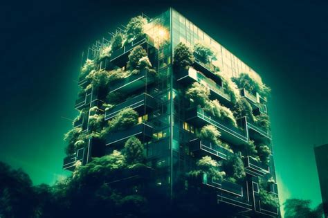 Premium Ai Image A Skyscraper With Plants Growing On It