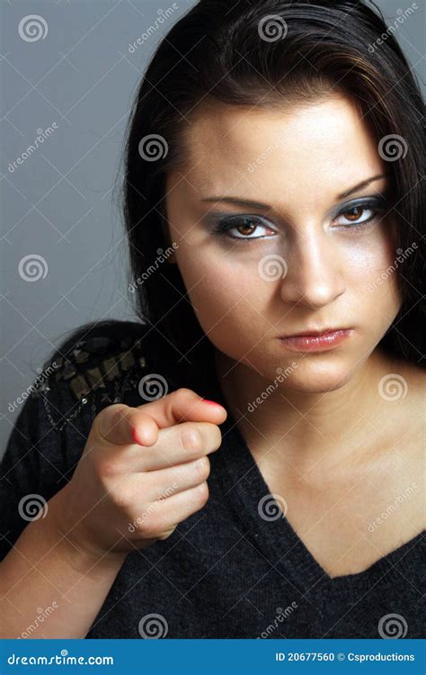 Beautiful Angry Brunette Stock Photo Image