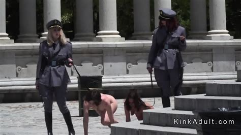Two Naked Slave Made To Crawl In Public