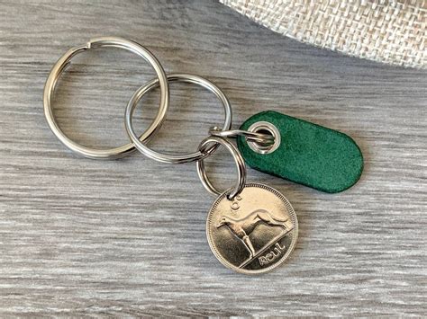 Irish Sixpence And Green Shamrock Key Chain Ireland Coin Etsy Uk