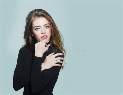 Pretty Woman Or Girl With Long Blonde Curly Hair Stock Photo Image Of Barbershop Grey