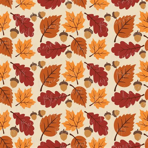 Autumn Leaves Seamless Pattern Fall Background Autumn Digital Paper