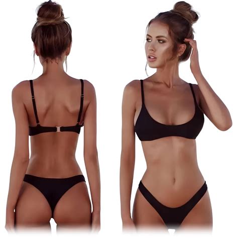 STRÓJ KĄPIELOWY DWUCZĘŚCIOWY CZARNY BIKINI STRINGI porównaj ceny