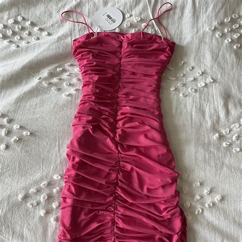 Hot Pink Bodycon Mini Dress Never Worn Size Depop